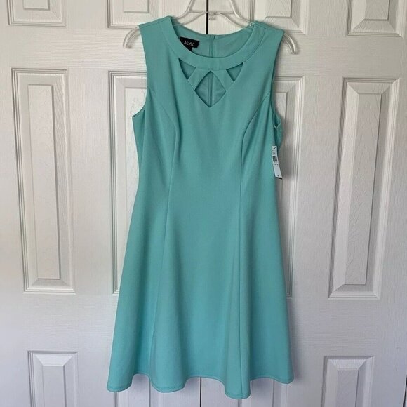 Alyx Mint Green Size 10 Sleeveless Stretch Zip Sheath Cutout Dress New - Picture 1 of 15